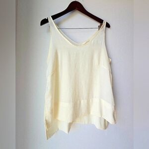 H&M Elegant Cream Butter Ivory Sleeveless Top Hi Low Satin V Neck Size 10